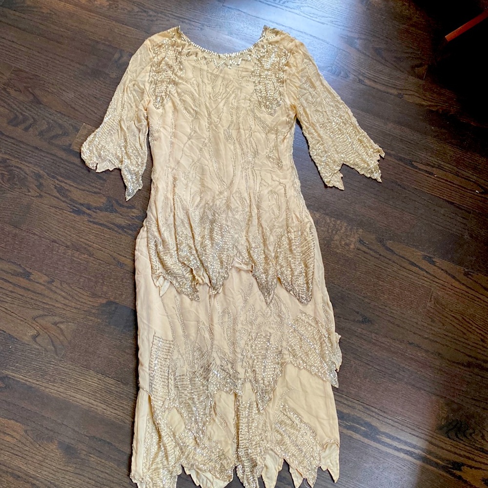 Silk beaded 2 piece skirt and top